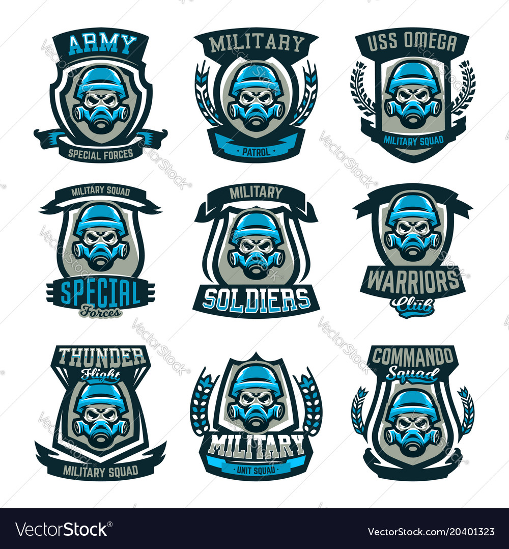 A set of colored emblems logos skull Royalty Free Vector