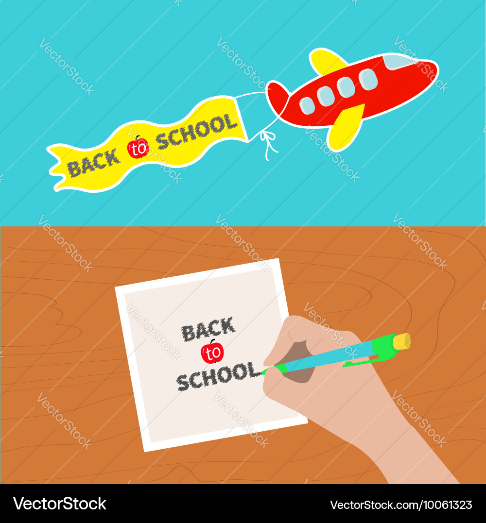 Back To School Banner Set Hand Writing Drawing Vector Image