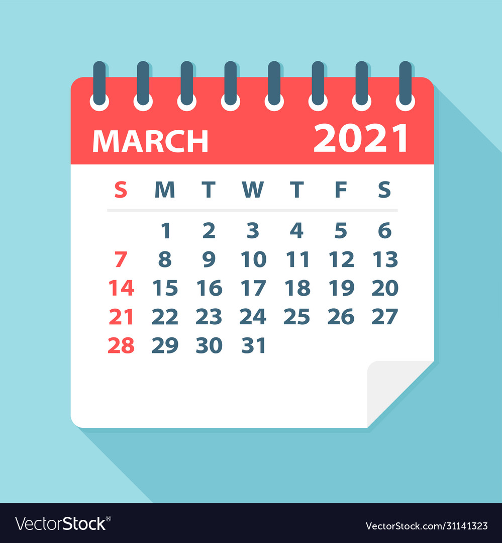 March 2021 calendar leaf Royalty Free Vector Image