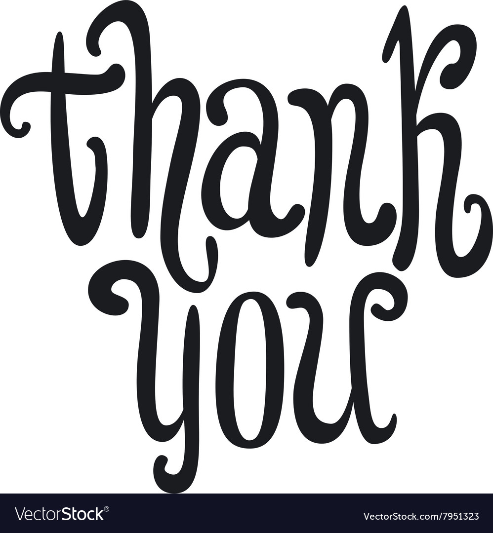 Thank you handwritten dark brush pen lettering Vector Image