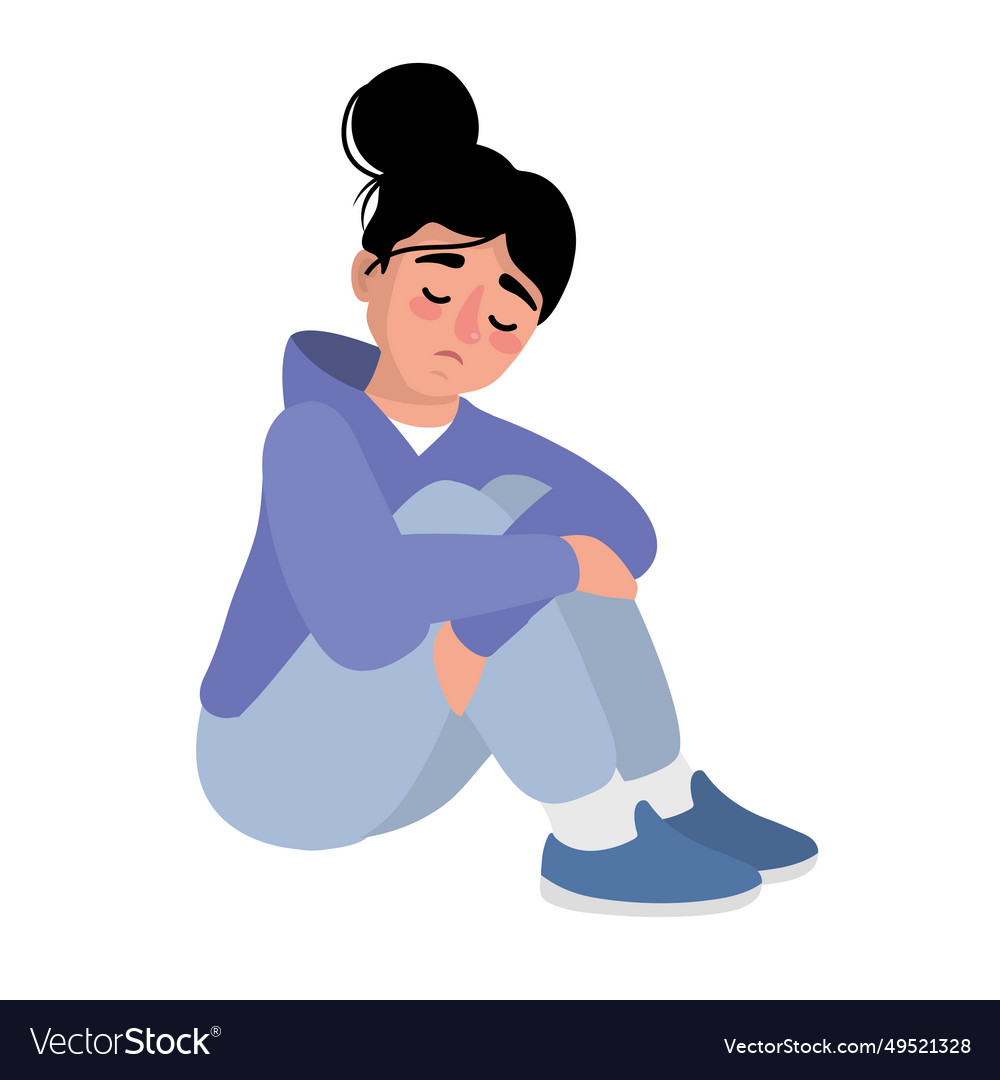 Autism woman sad Royalty Free Vector Image - VectorStock