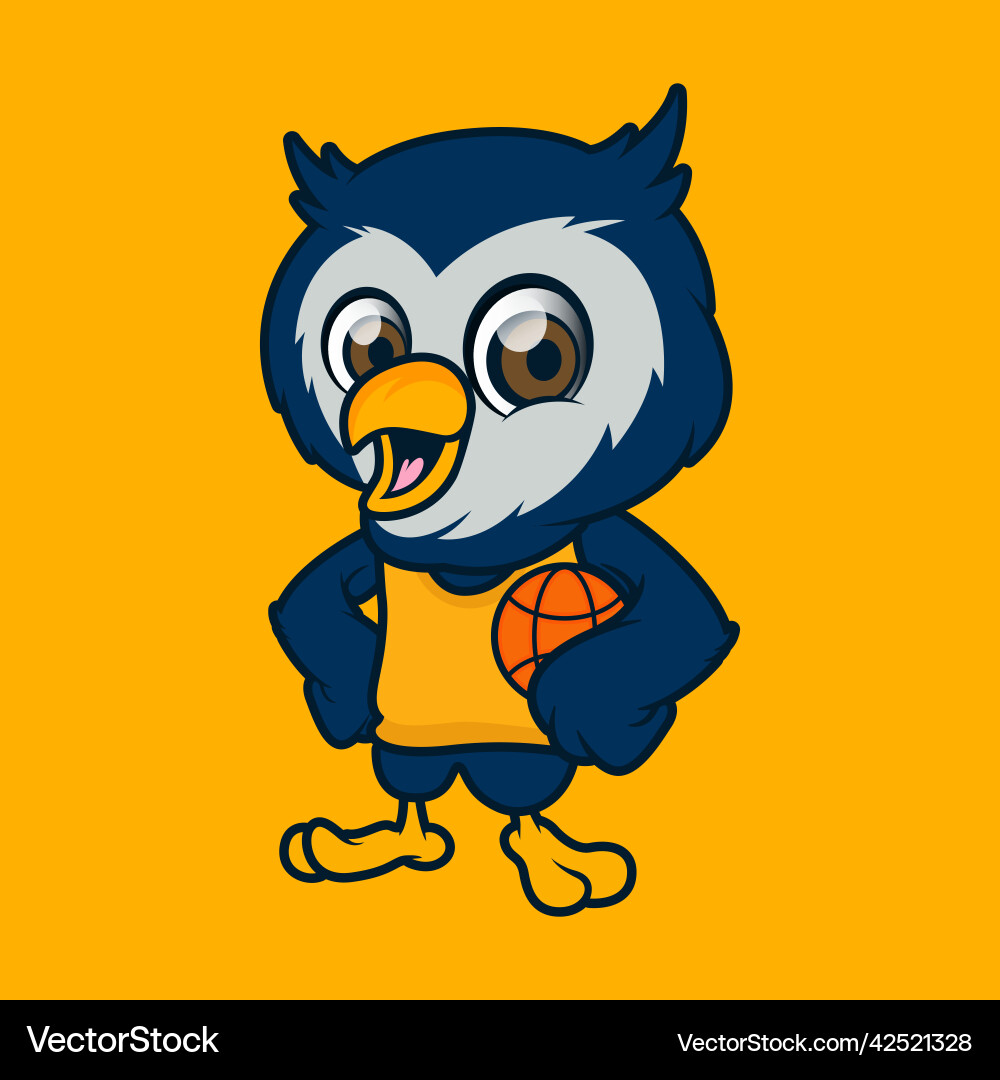 Basketball mascot owl character Royalty Free Vector Image