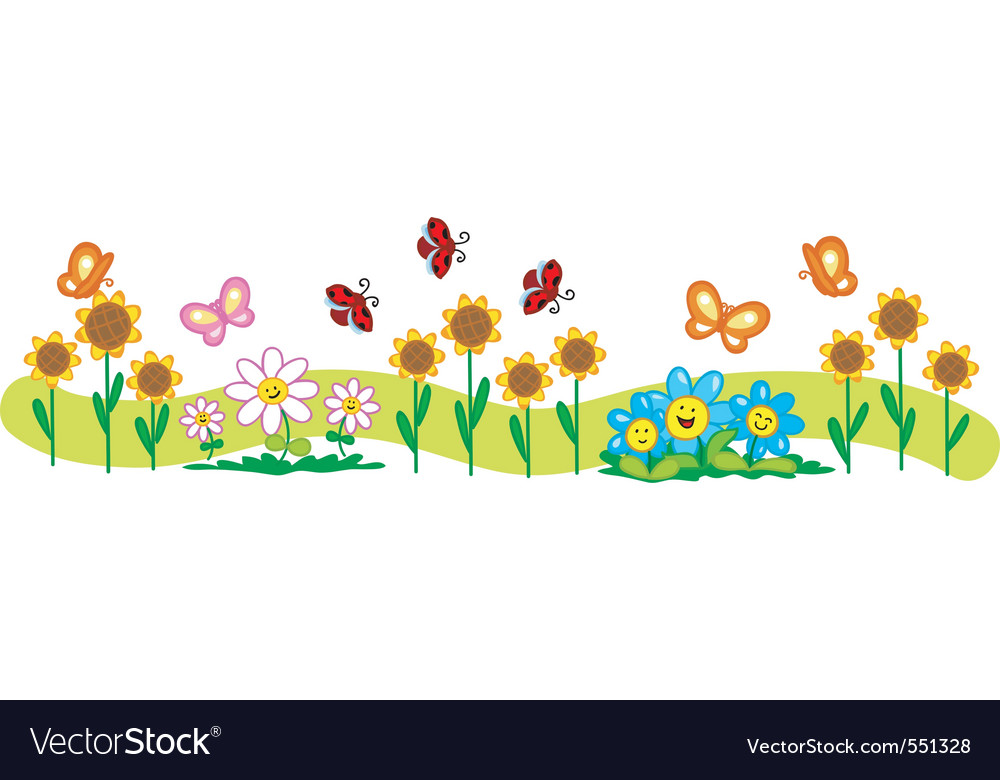 Line of flowers Royalty Free Vector Image - VectorStock