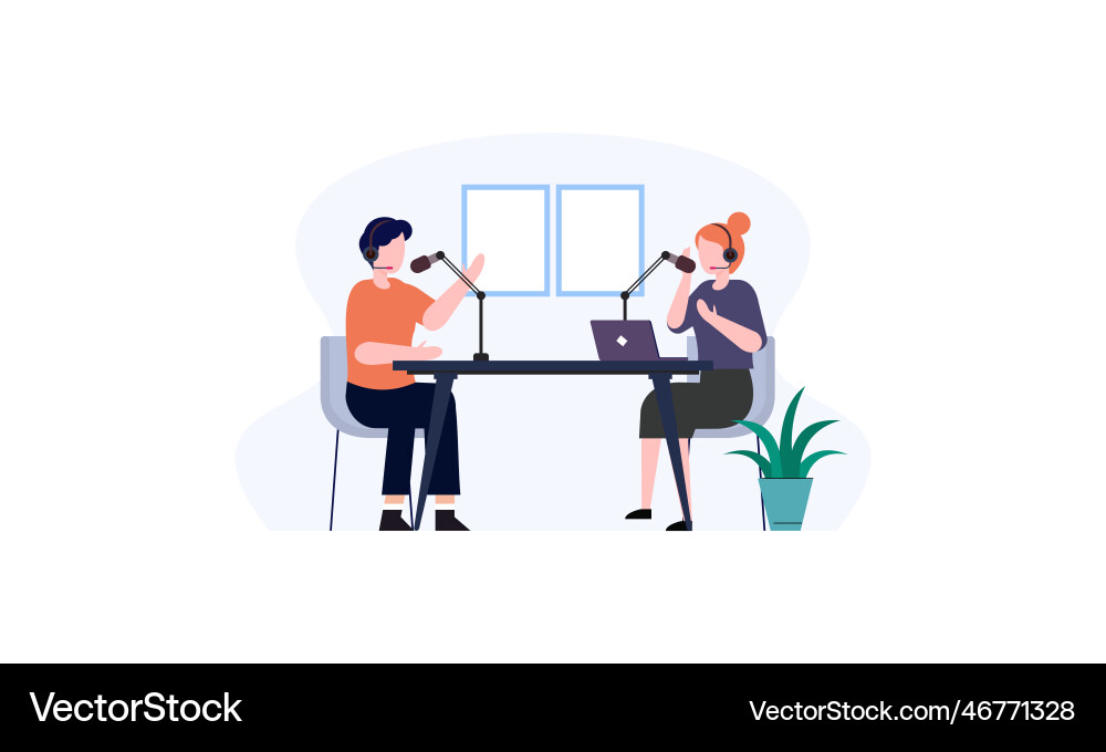 Podcast concept about podcasting Royalty Free Vector Image