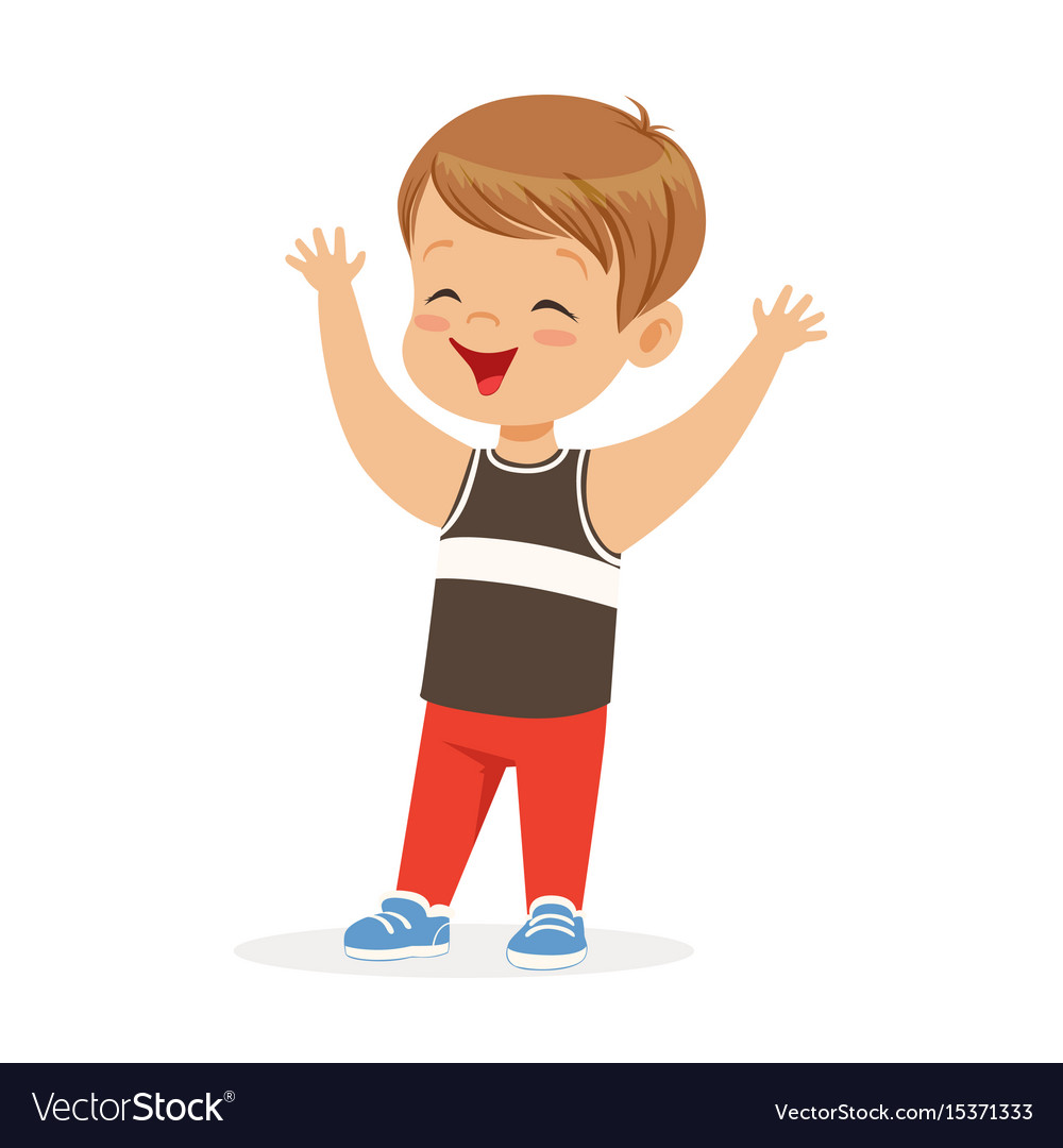 Cute smiling little boy in casual clothes colorful