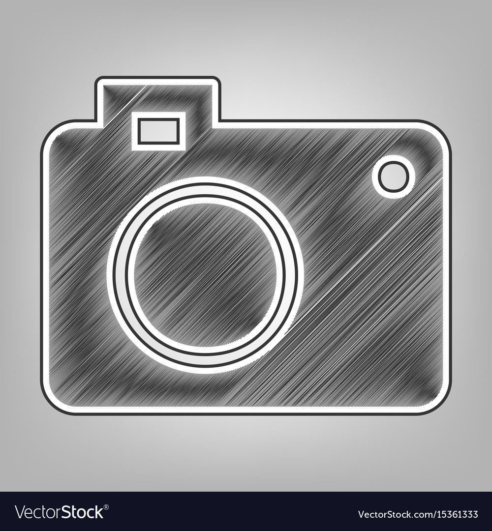 Digital photo camera sign pencil sketch Royalty Free Vector