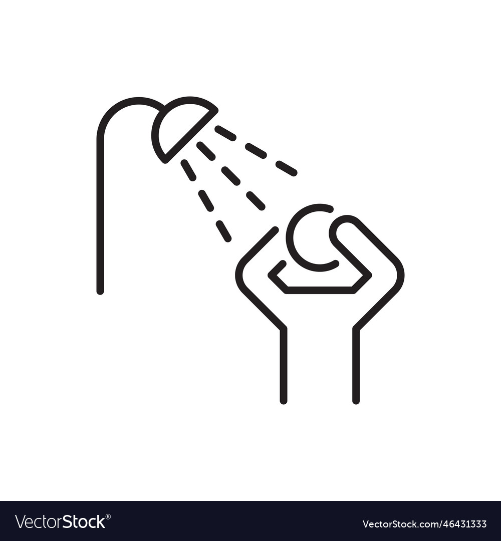 Person takes a shower line icon Royalty Free Vector Image