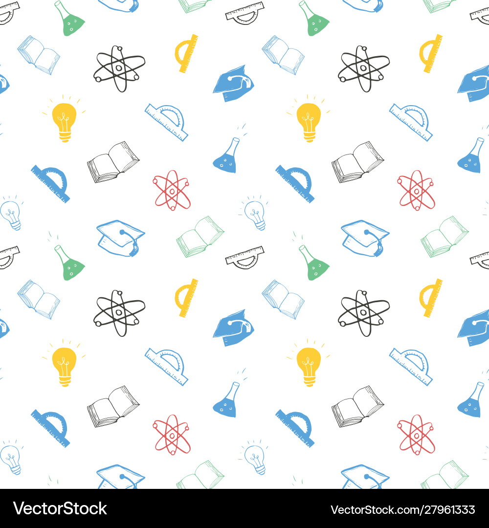 School seamless pattern hand drawn doodles Vector Image