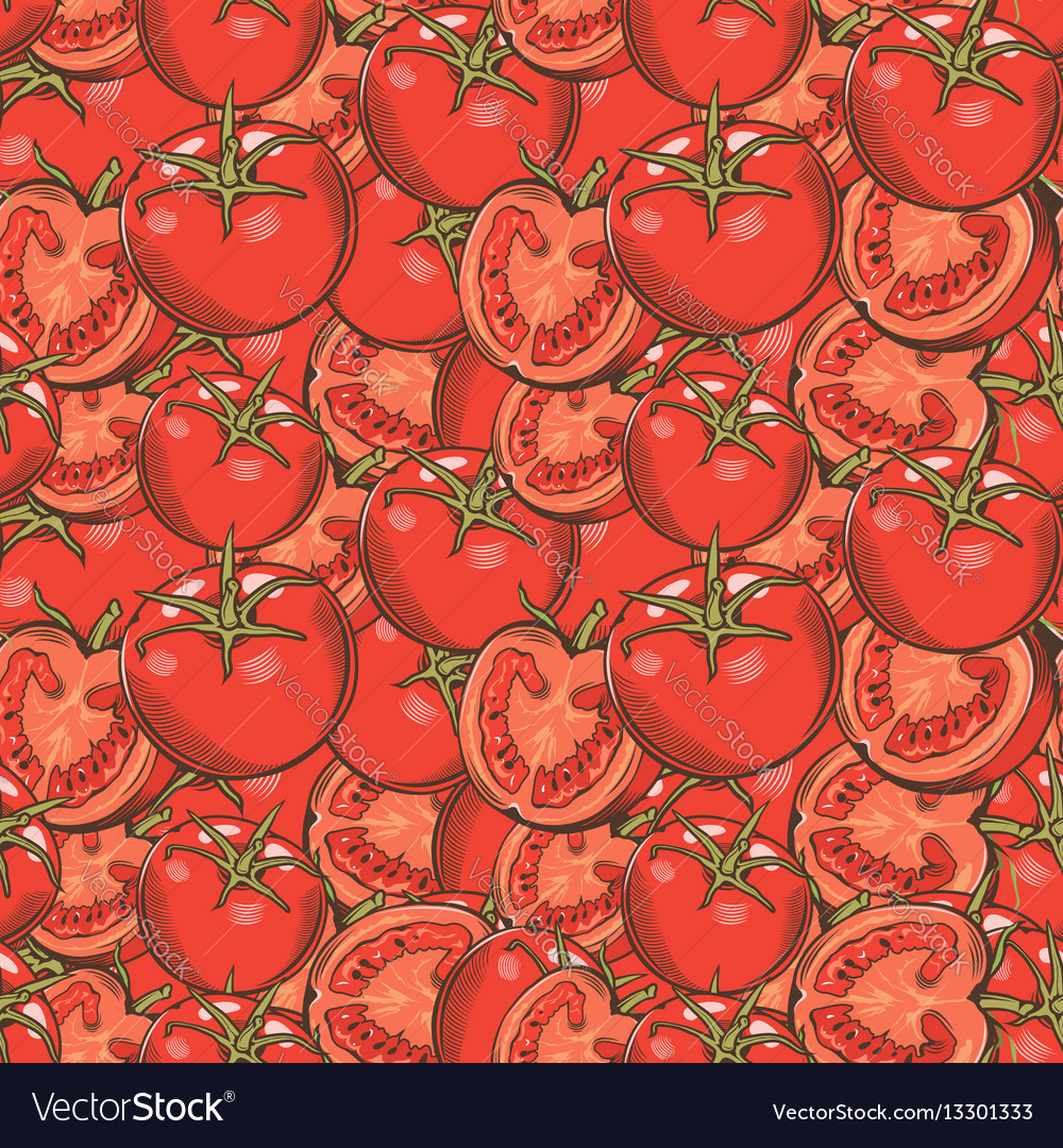 Vintage red tomatoes seamless pattern Royalty Free Vector