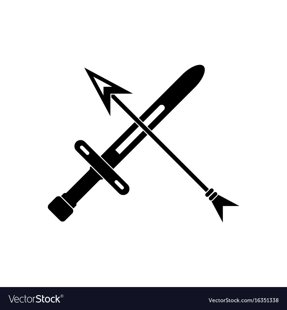 Black icon on white background sword and arrow Vector Image