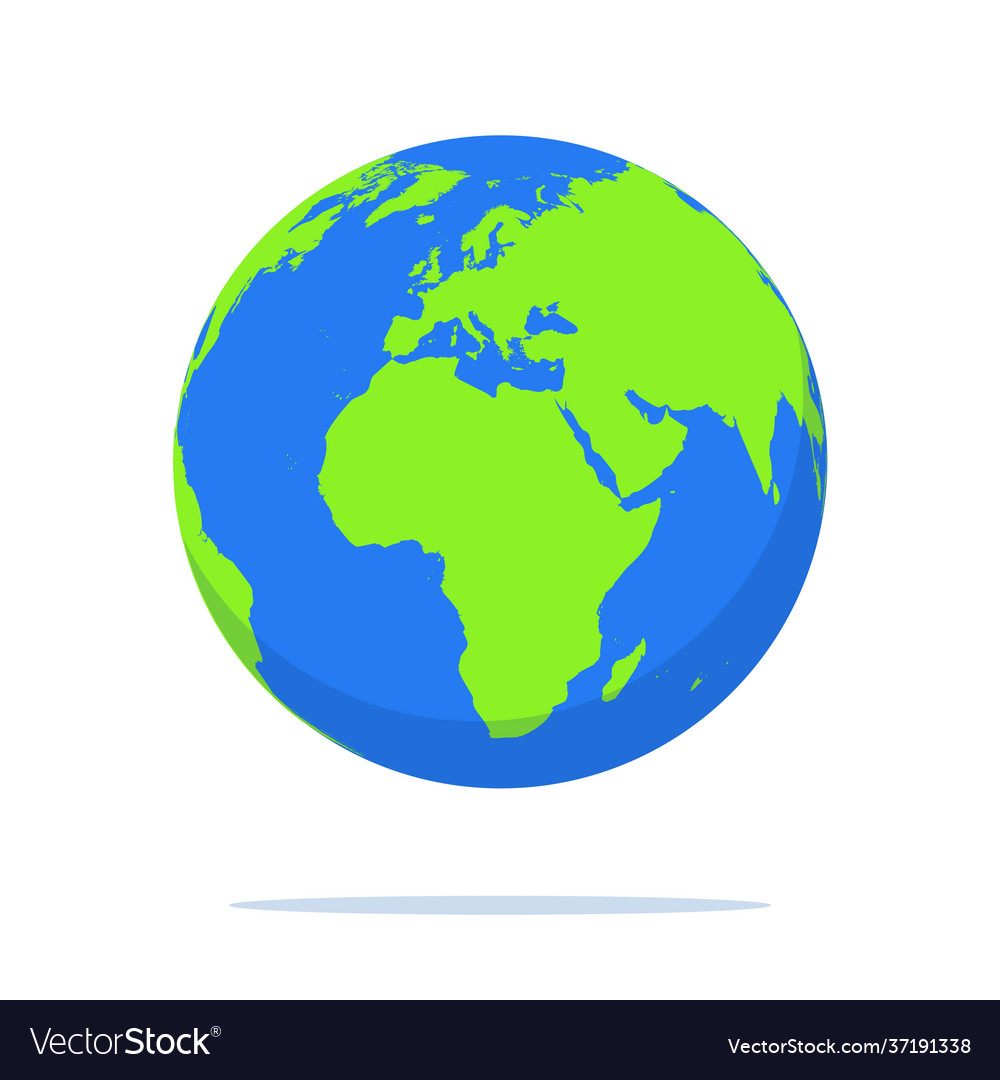 Detailed color earth globe with shadow Royalty Free Vector