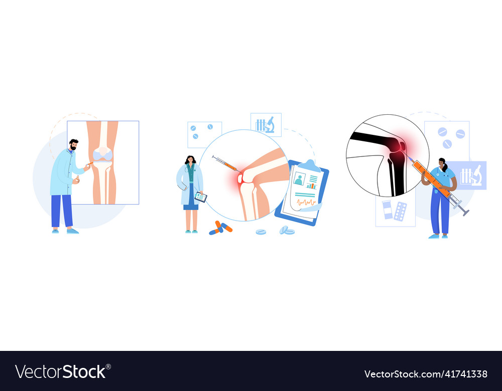 Knee injection procedure Royalty Free Vector Image