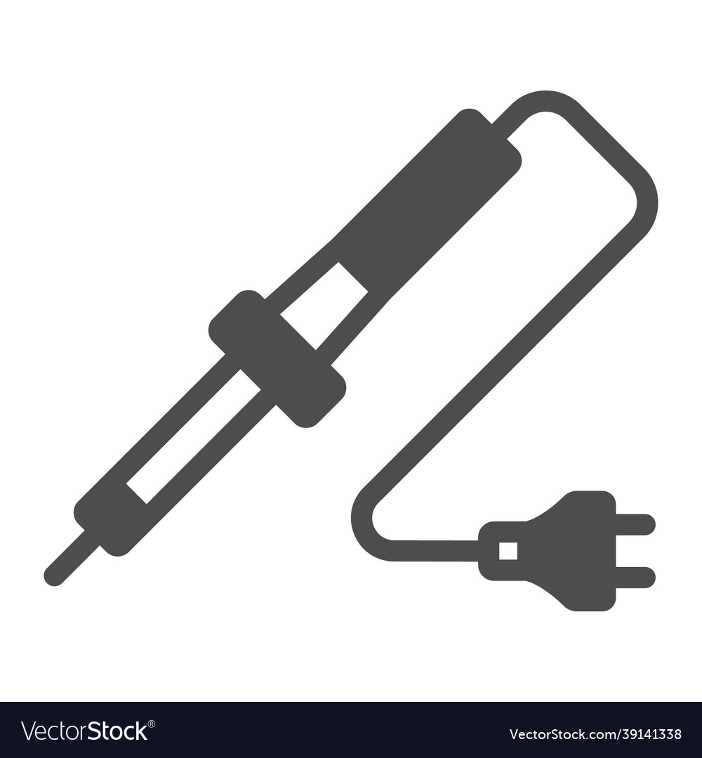 Soldering iron with plug solid icon electronics Vector Image