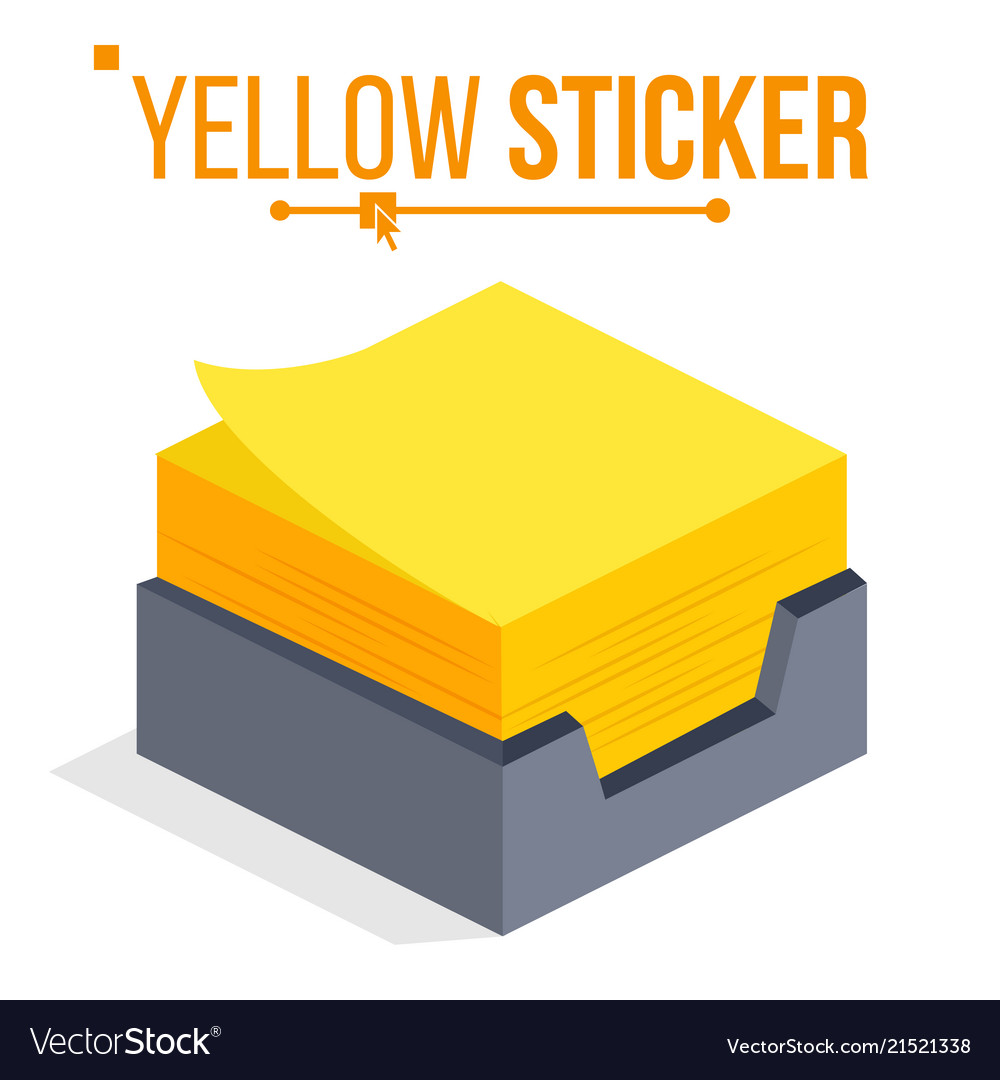 Yellow sticker office stickers for notes Vector Image