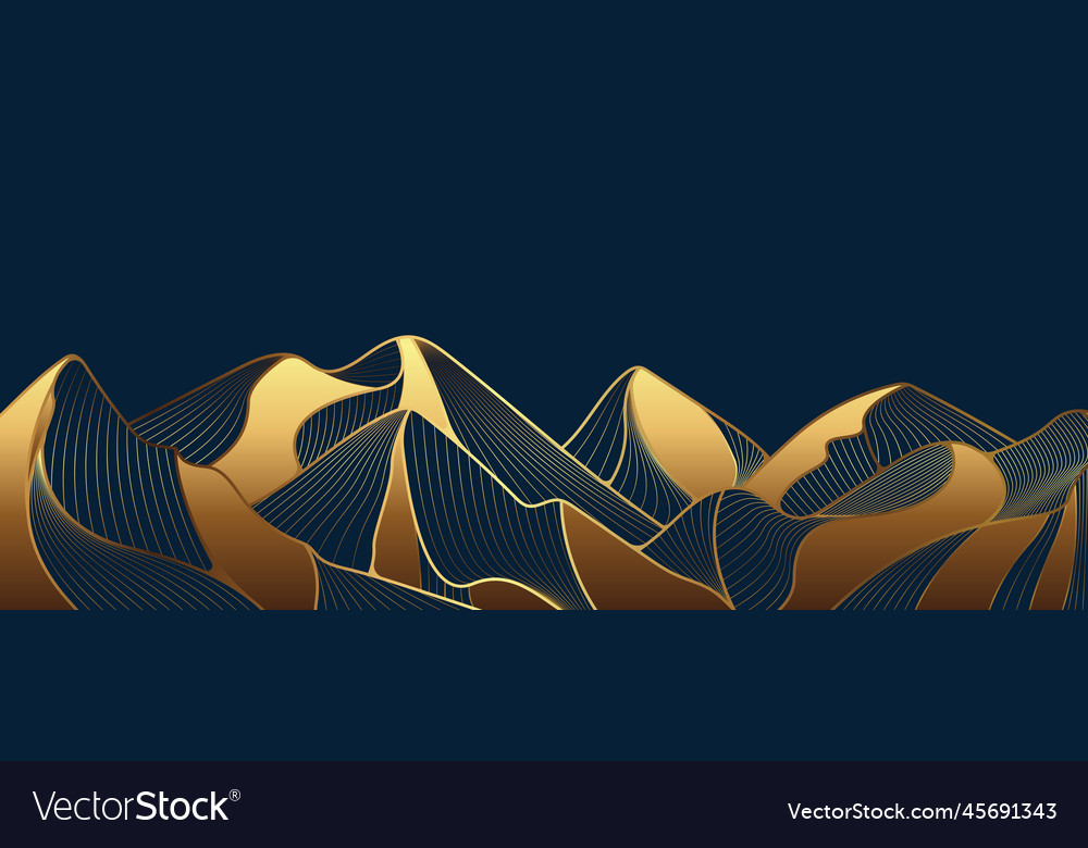 Abstract luxury mountain line arts golden Vector Image