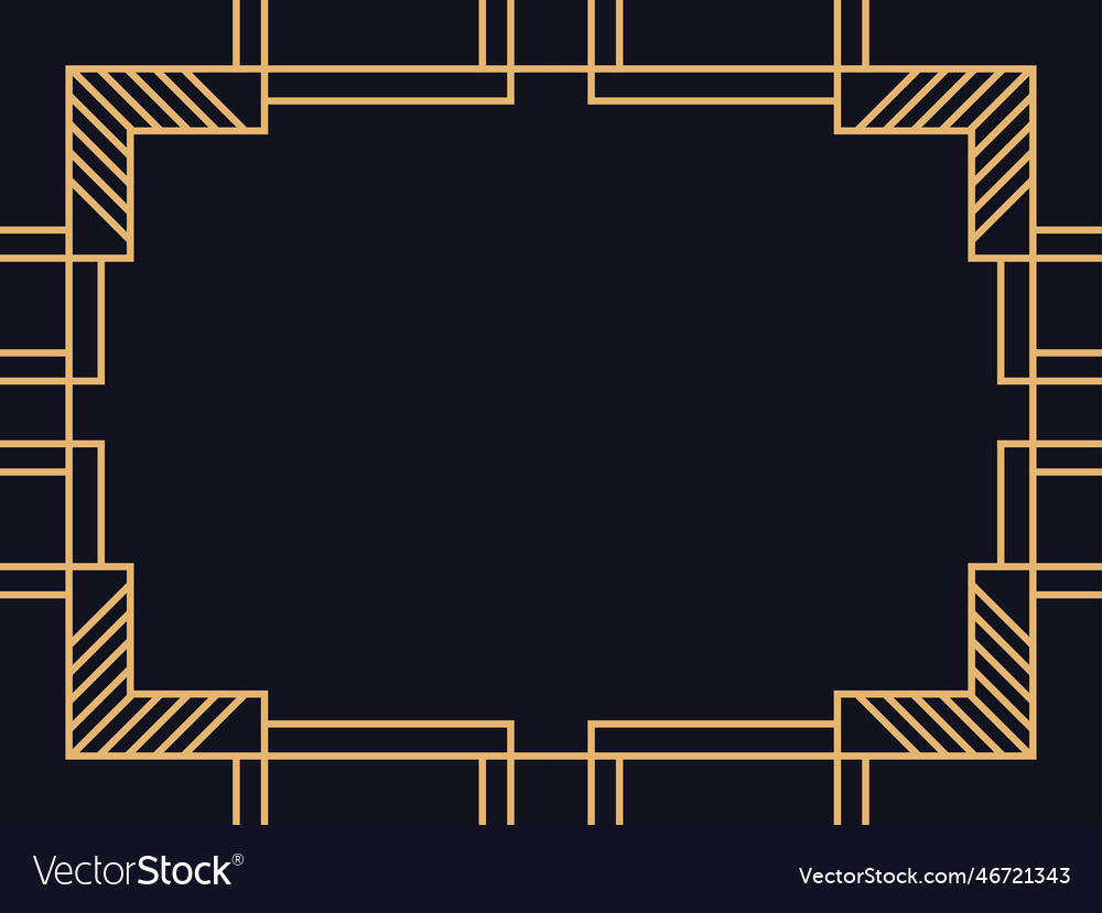 Art deco frame vintage linear border design Vector Image