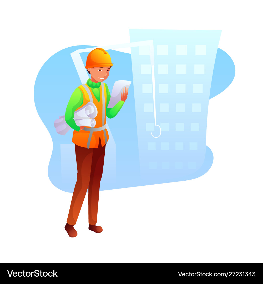 Construction foreman flat character Royalty Free Vector