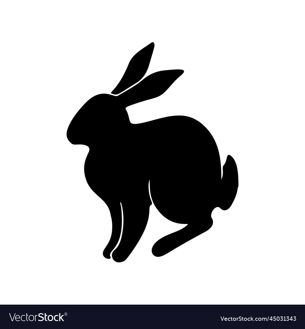 Easter bunny black silhouette hand drawn rabbit Vector Image