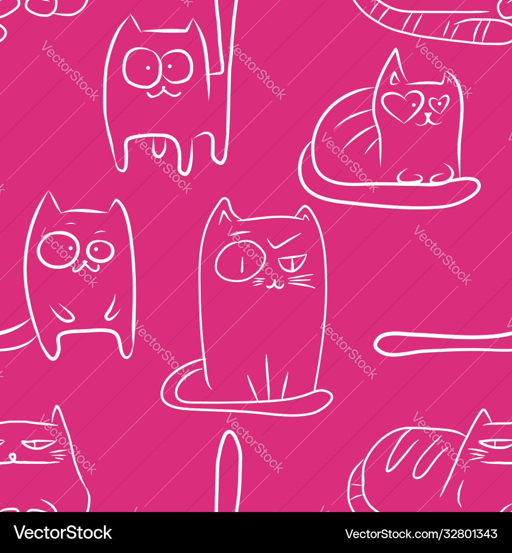 Funny cats seamless pattern Royalty Free Vector Image