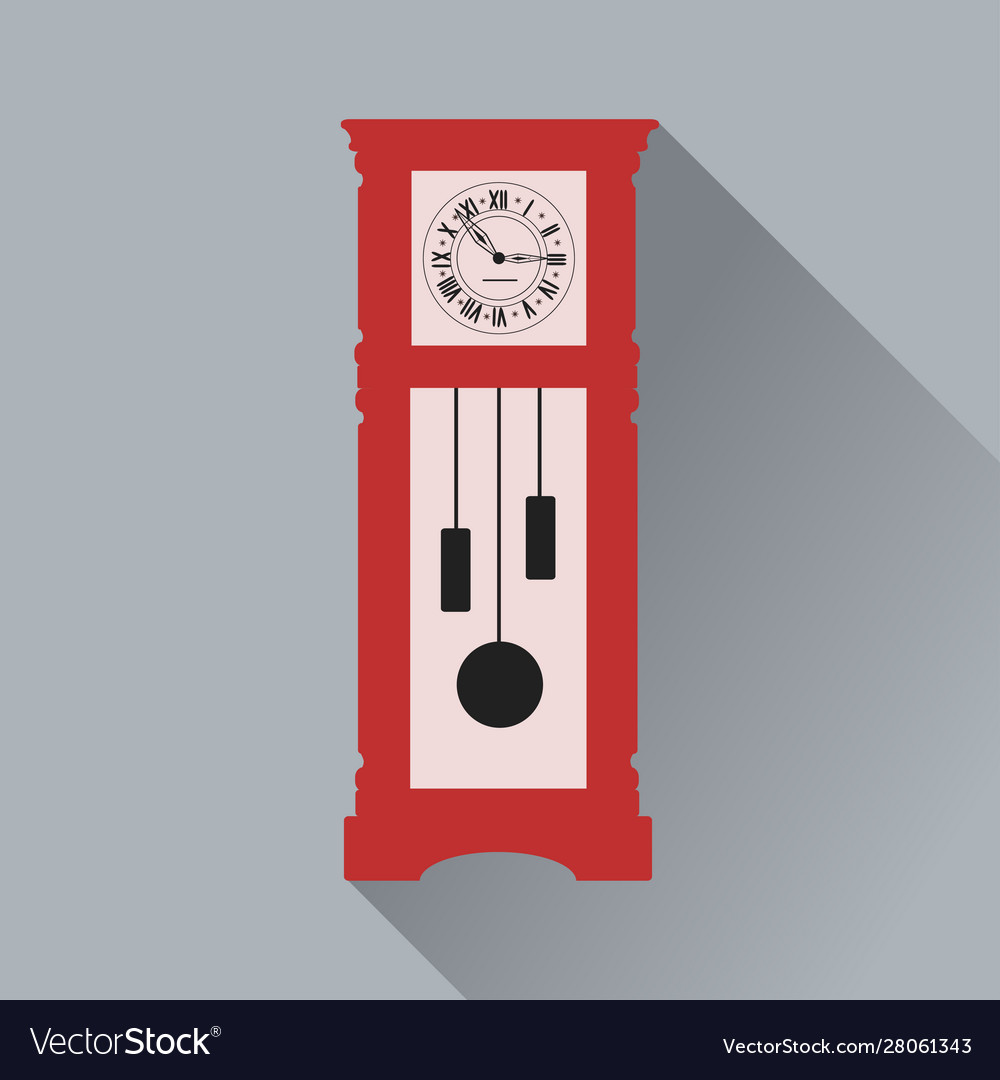 Grandfather clock icon clock wit shadow Royalty Free Vector