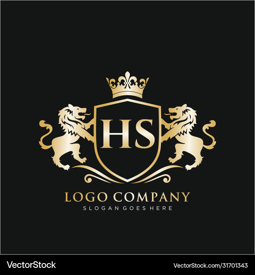 Hs letter initial with lion royal logo template Vector Image