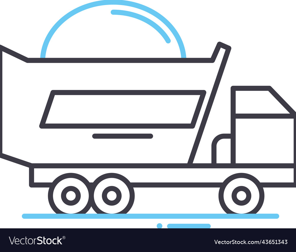 Sand dump truck line icon outline symbol Vector Image