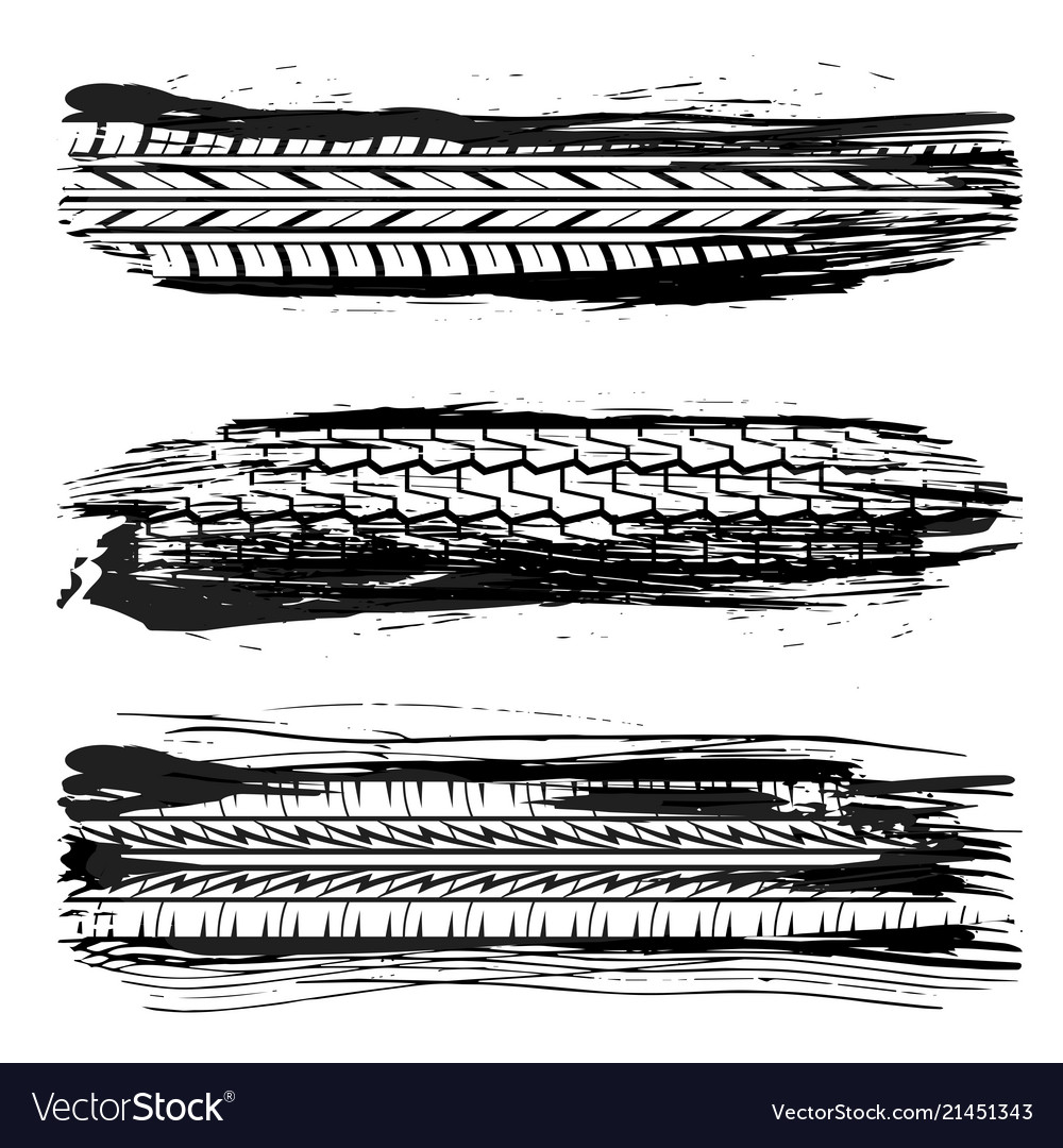 Three grunge tire silhouettes Royalty Free Vector Image