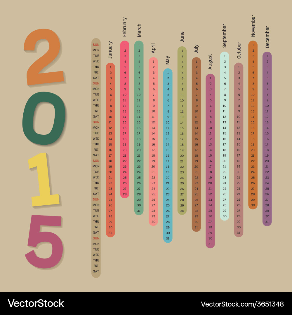 Calendar 2015 Royalty Free Vector Image - VectorStock