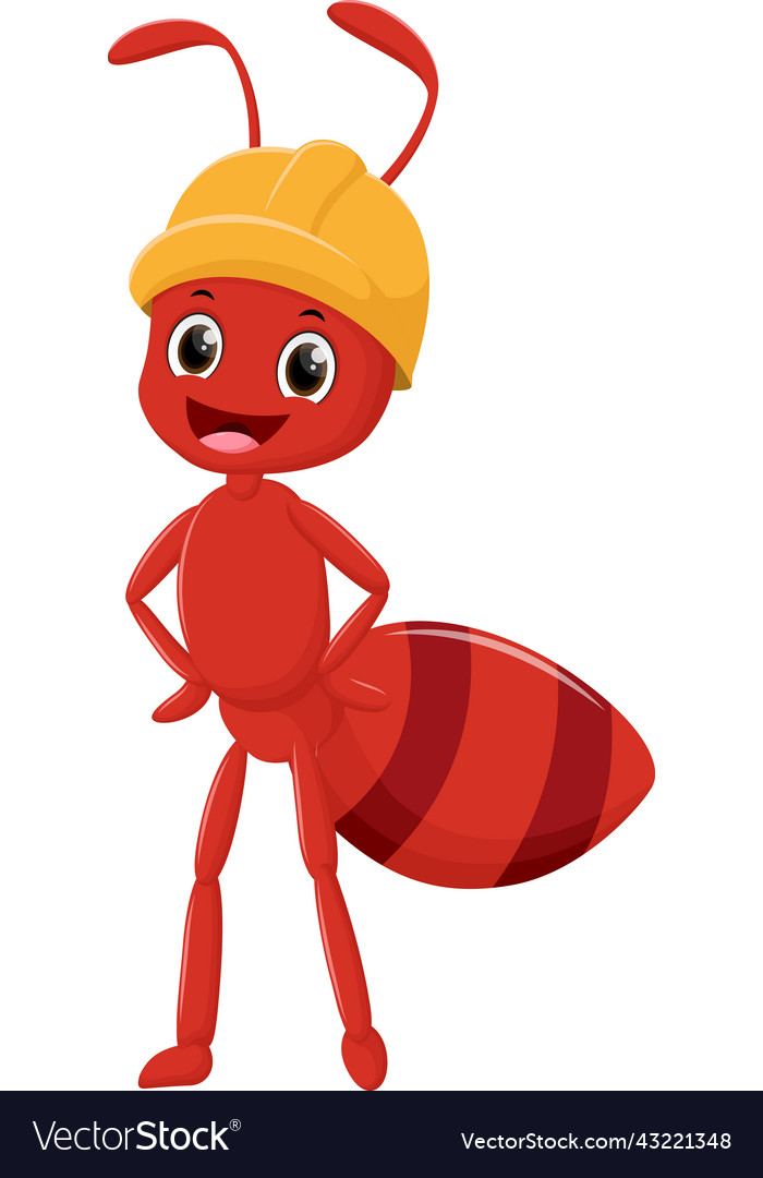 Happy worker ant cartoon isolated on white Vector Image