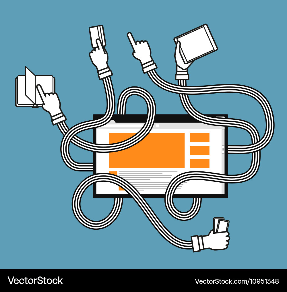 Human gestures using modern website Royalty Free Vector