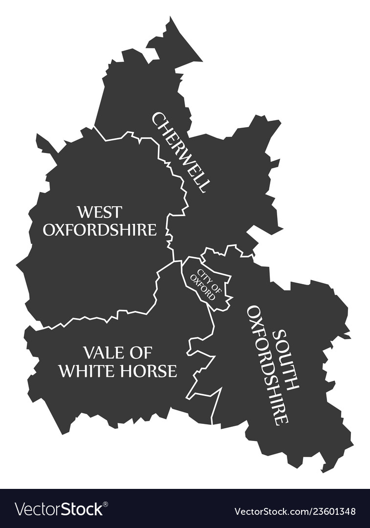 Oxfordshire county england uk black map Royalty Free Vector