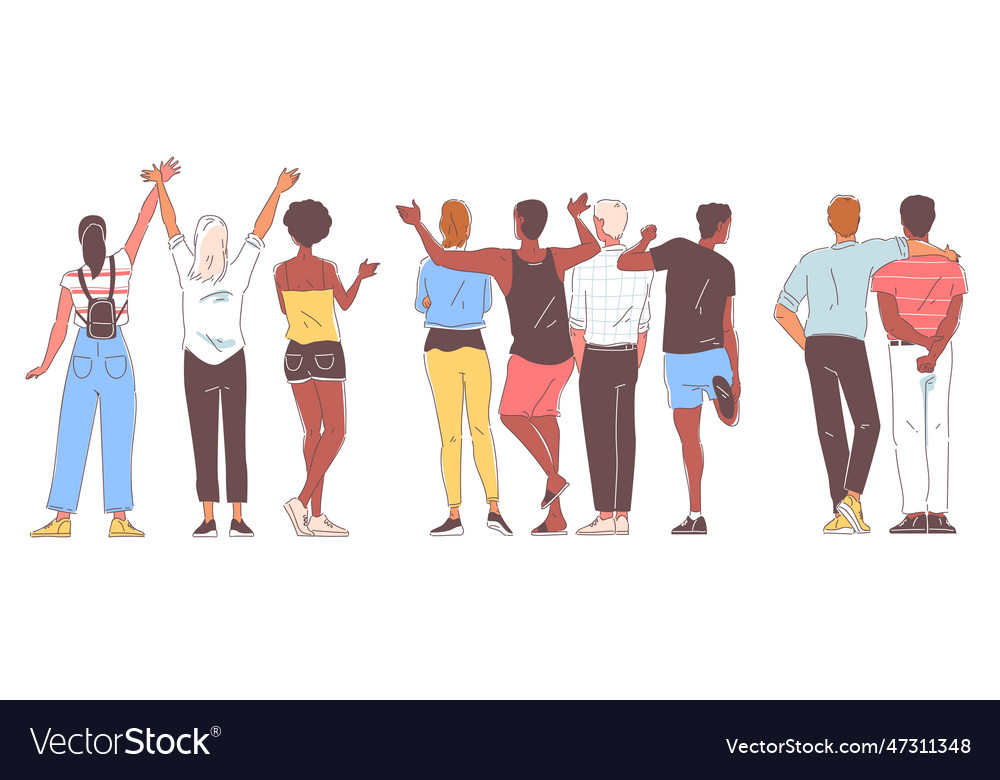 People from back view Royalty Free Vector Image