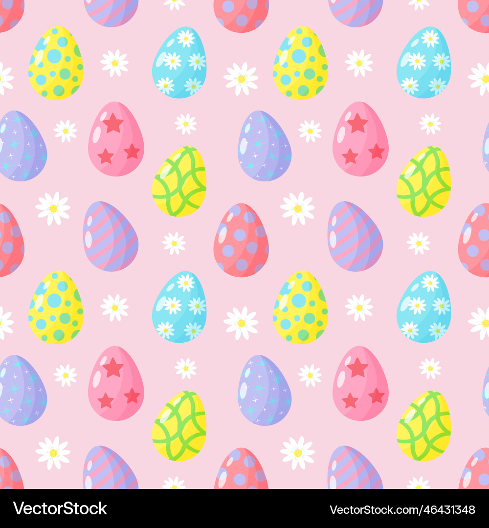Seamless pattern with easter eggs and daisies Vector Image