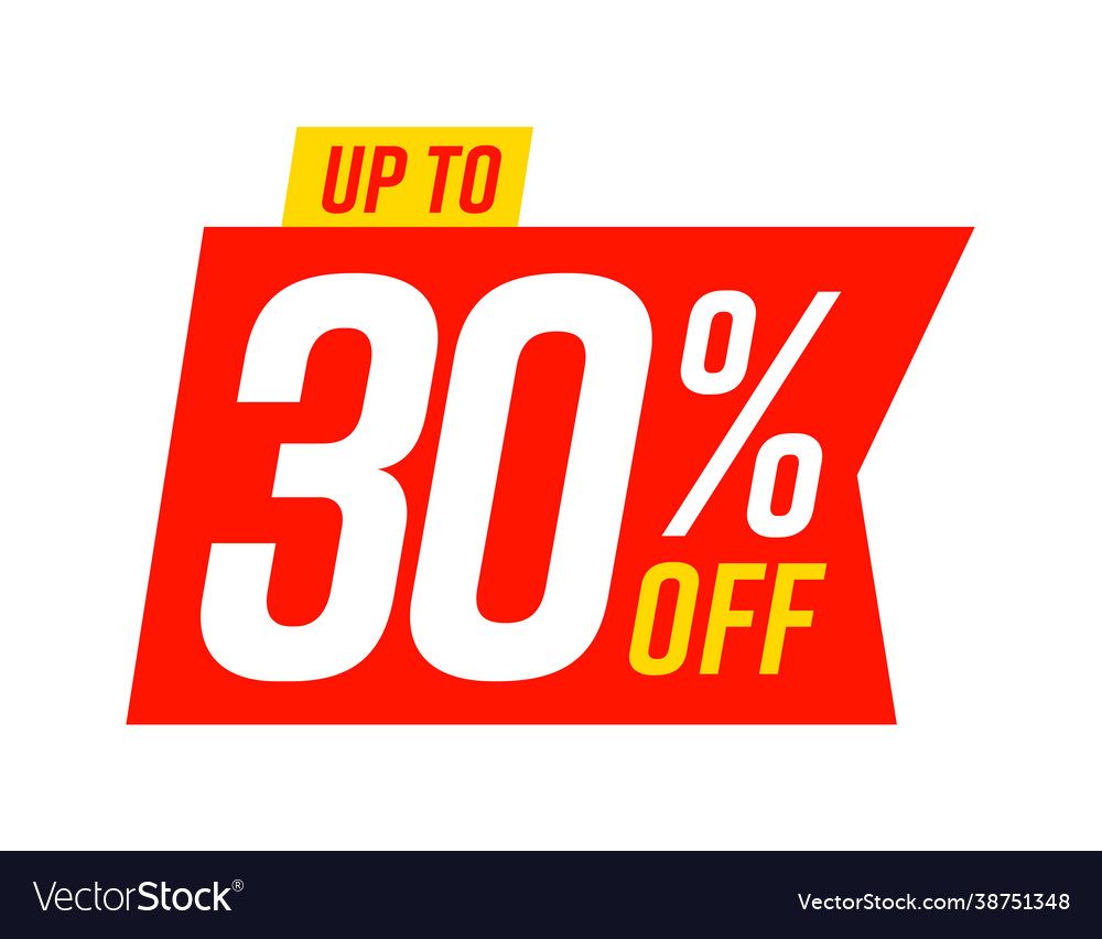 Up to 30 percent off sale template isolated Vector Image