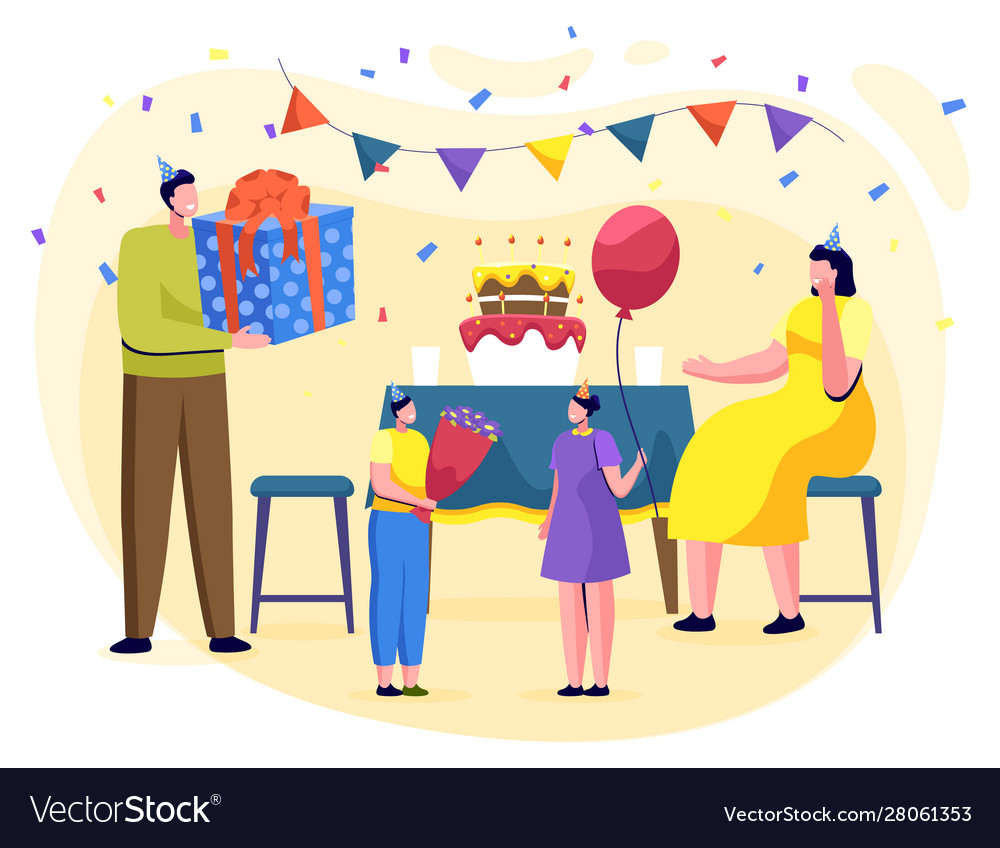 Download Birthday party kid at home family celebration Vector Image