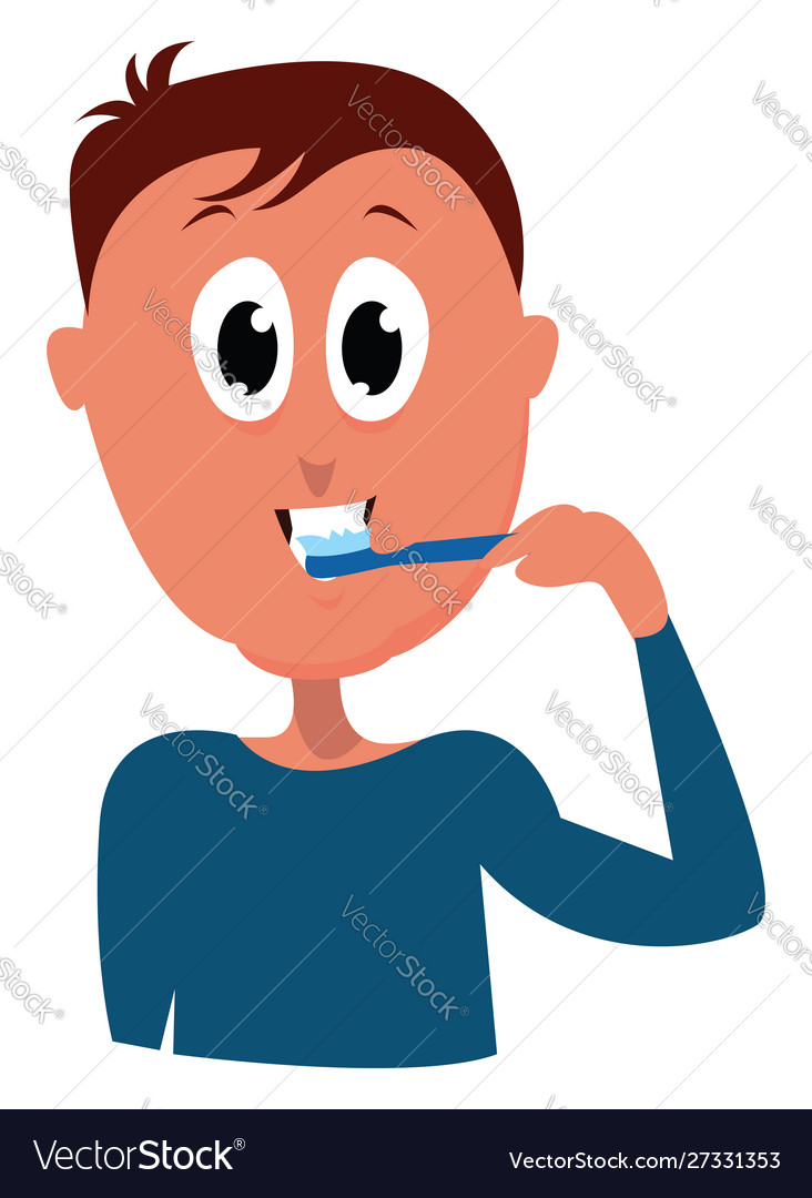 Brushing teeth on white background