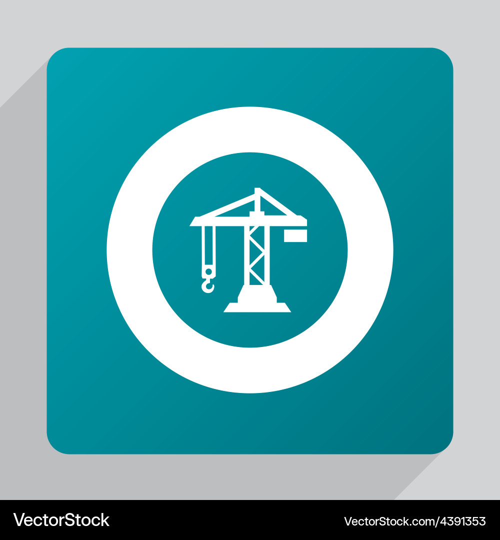 Flat building crane icon Royalty Free Vector Image