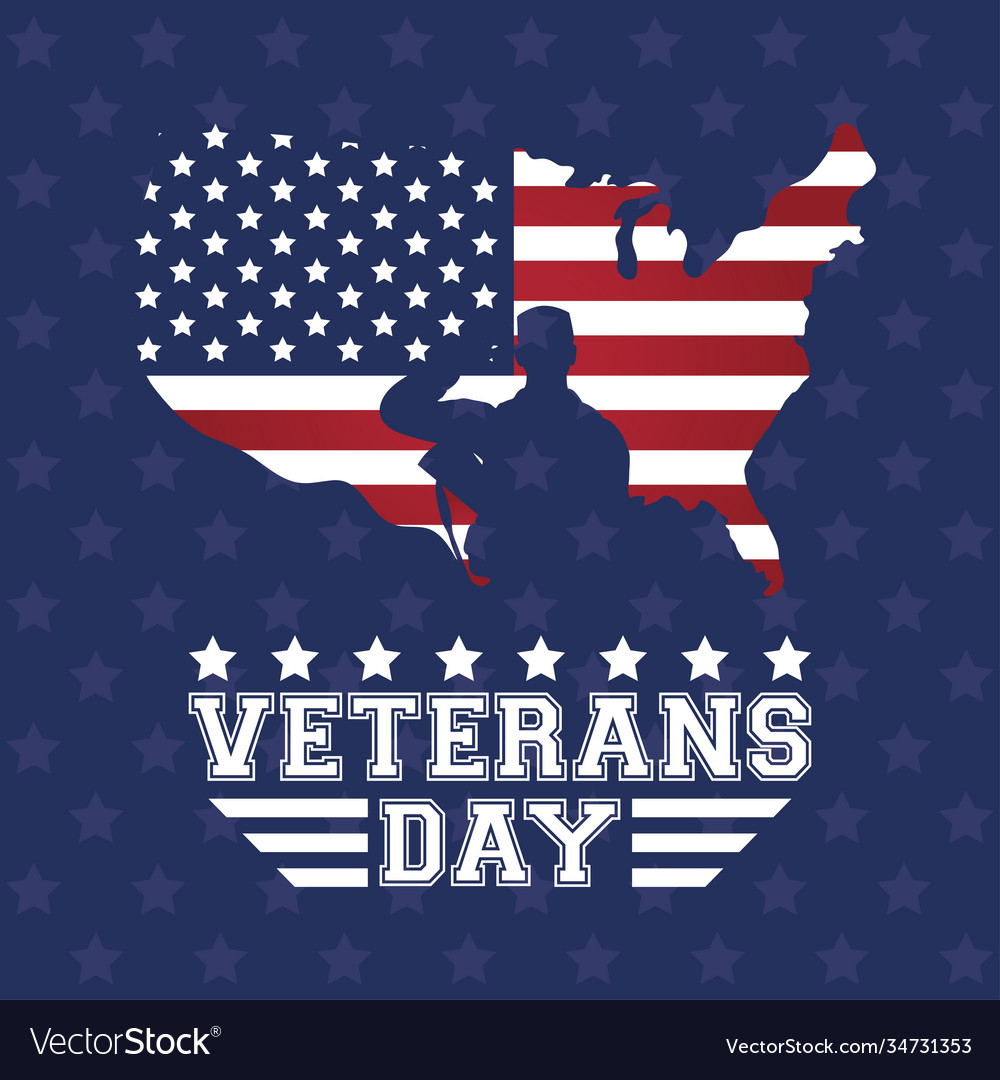 Happy veterans day celebration card with soldier Vector Image