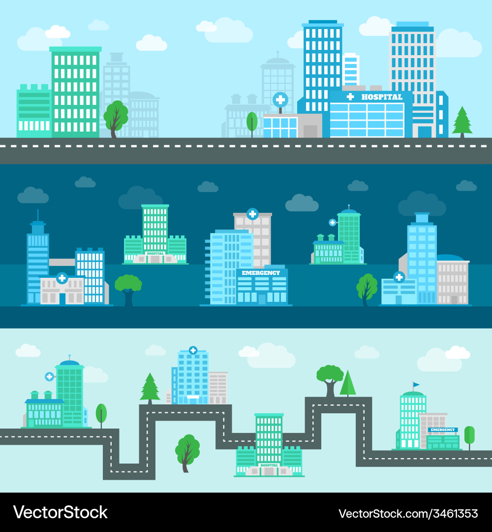 Medical Building Banner Flat Royalty Free Vector Image