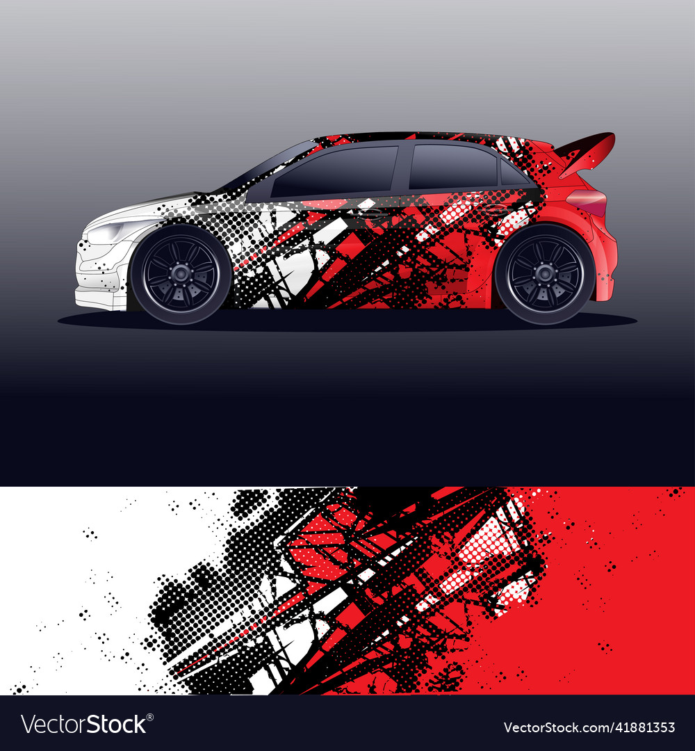 Rally car decal graphic wrap Royalty Free Vector Image