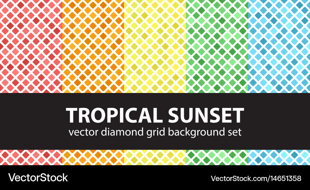 Diamond pattern set tropical sunset seamless Vector Image