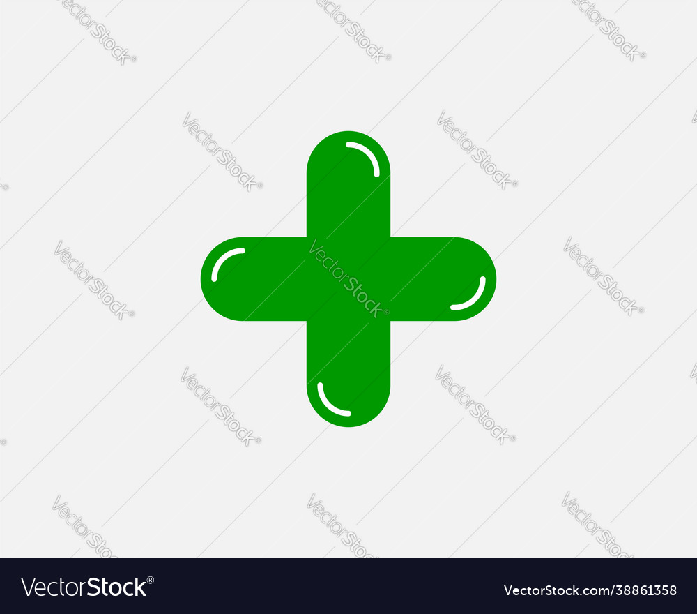 Green plus sign icon cross symbol safety Vector Image