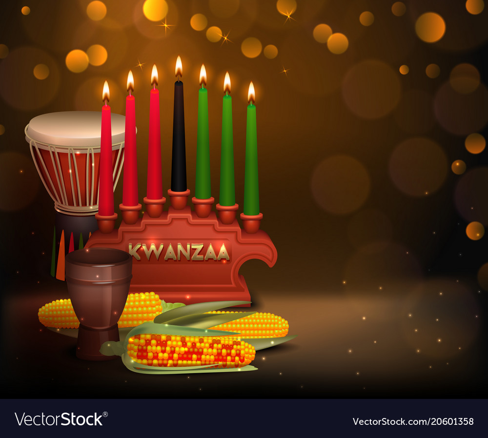 kwanzaa kinara background colorful composition vector image