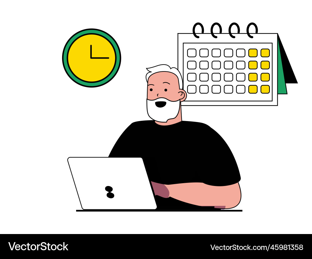 Productivity workplace concept with character Vector Image