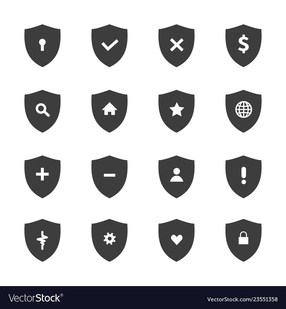 Protection shields icon set vector image Protection shields icon set