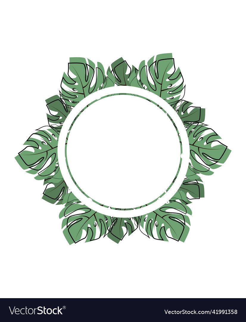 Round frame of leaf exotic leaves and plants Vector Image