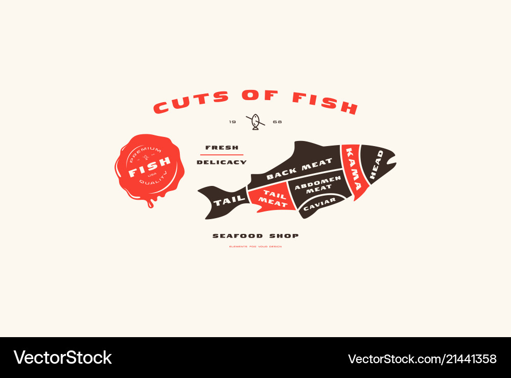 Stock fish cuts diagram in flat style Royalty Free Vector