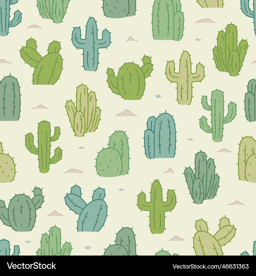 Cactus on desert seamless pattern Royalty Free Vector Image
