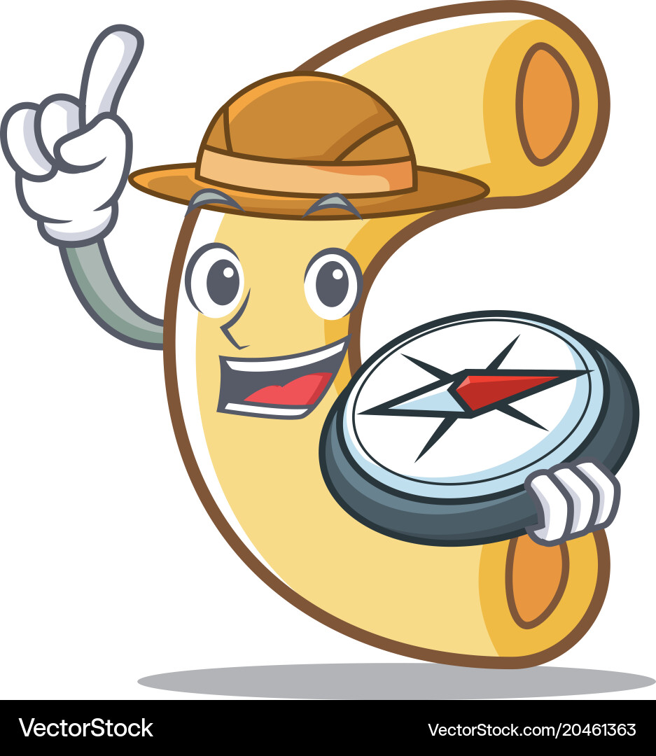 Explorer Macaroni Mascot Cartoon Style Royalty Free Vector