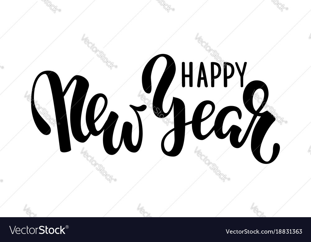 Happy new year hand drawn creative calligraphy Vector Image